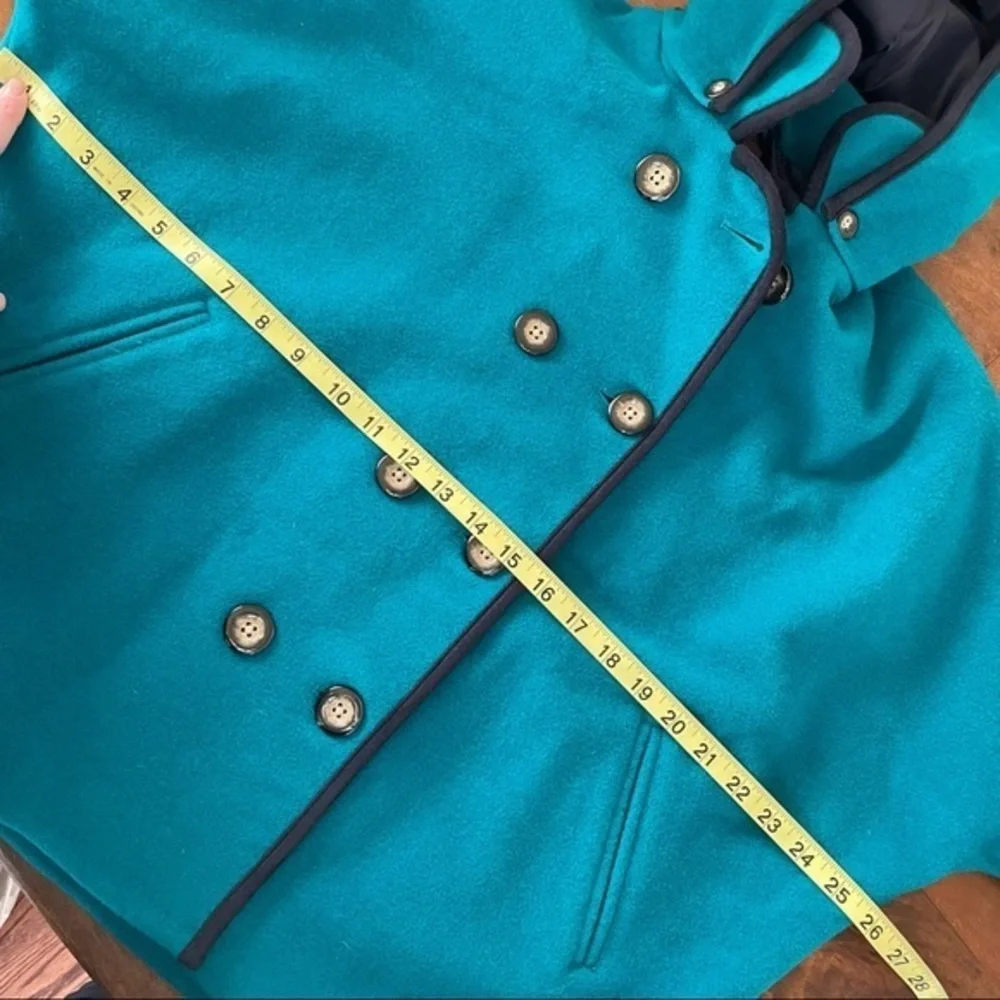 Tea collection teal wool blend hooded cape coat jacket size girls Large‎